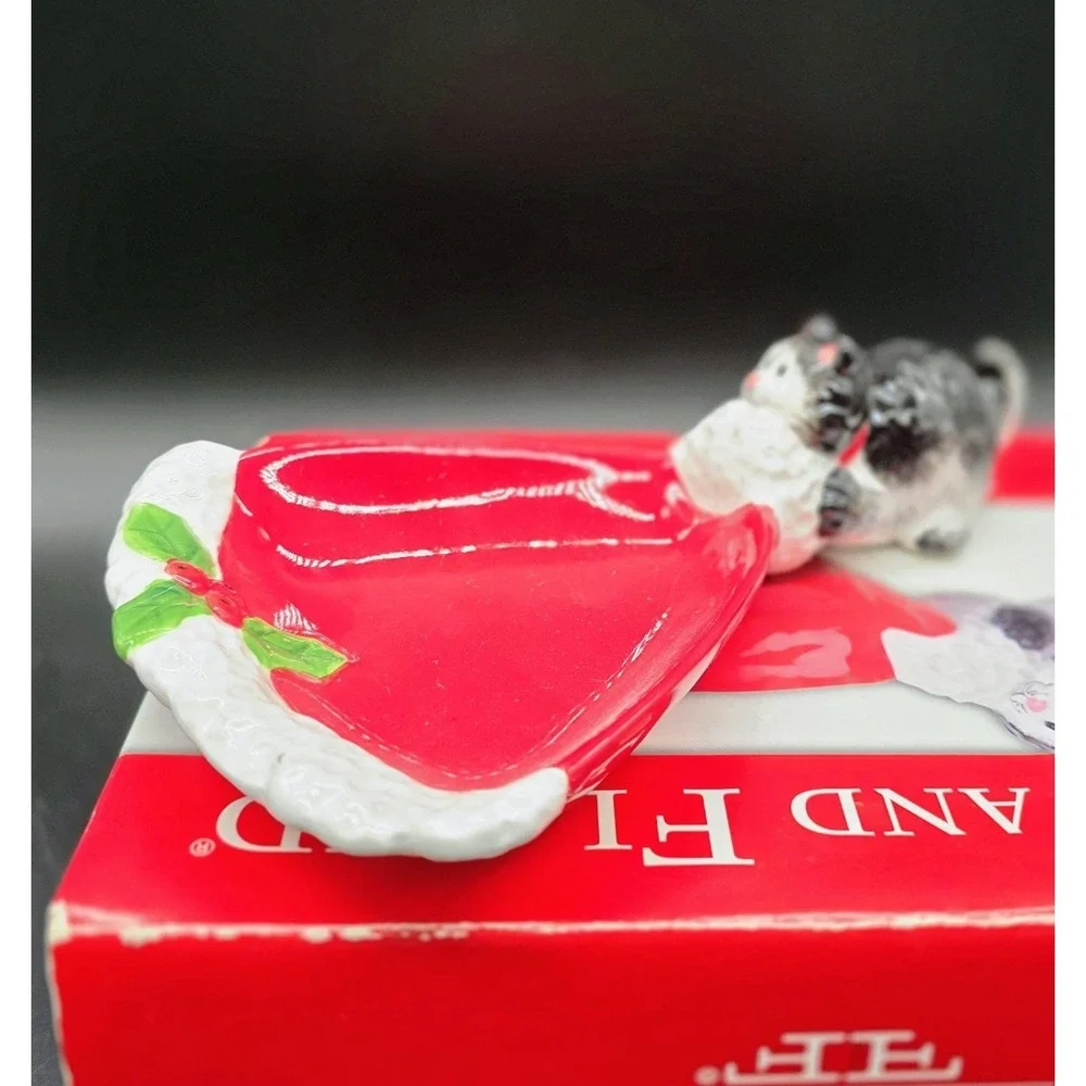 Fitz and Floyd Kitty Claus Tidbit Dish‎ New in Box Red Hat